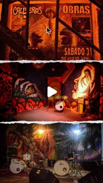 Cartel de Callejeros en Obras, colgado en la pared del local